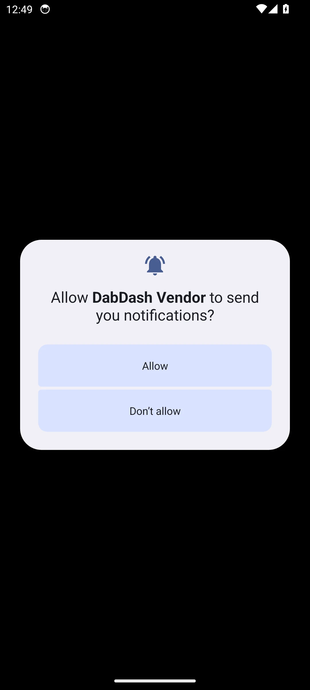 DabDash Android app first launch on Android 14