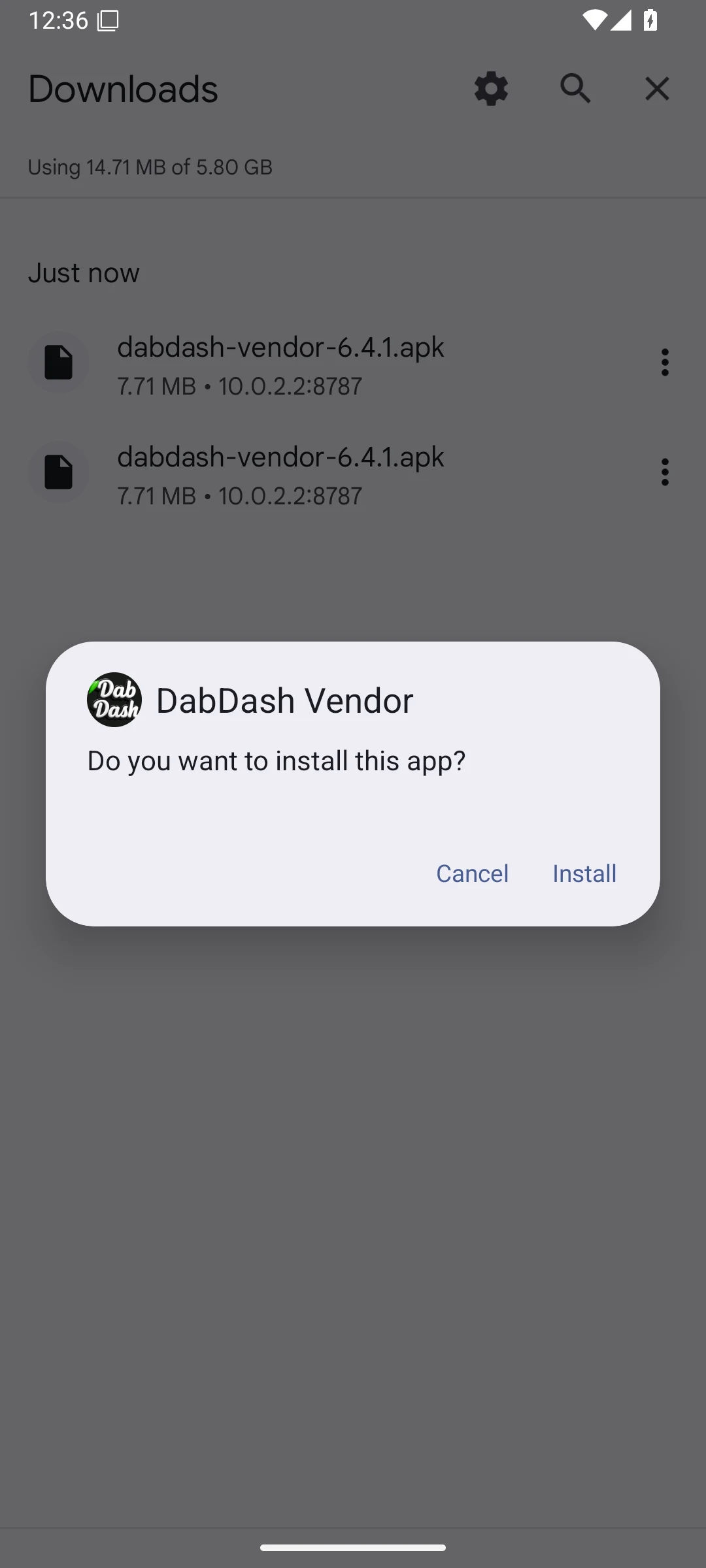 Android 16 package installer confirmation for DabDash