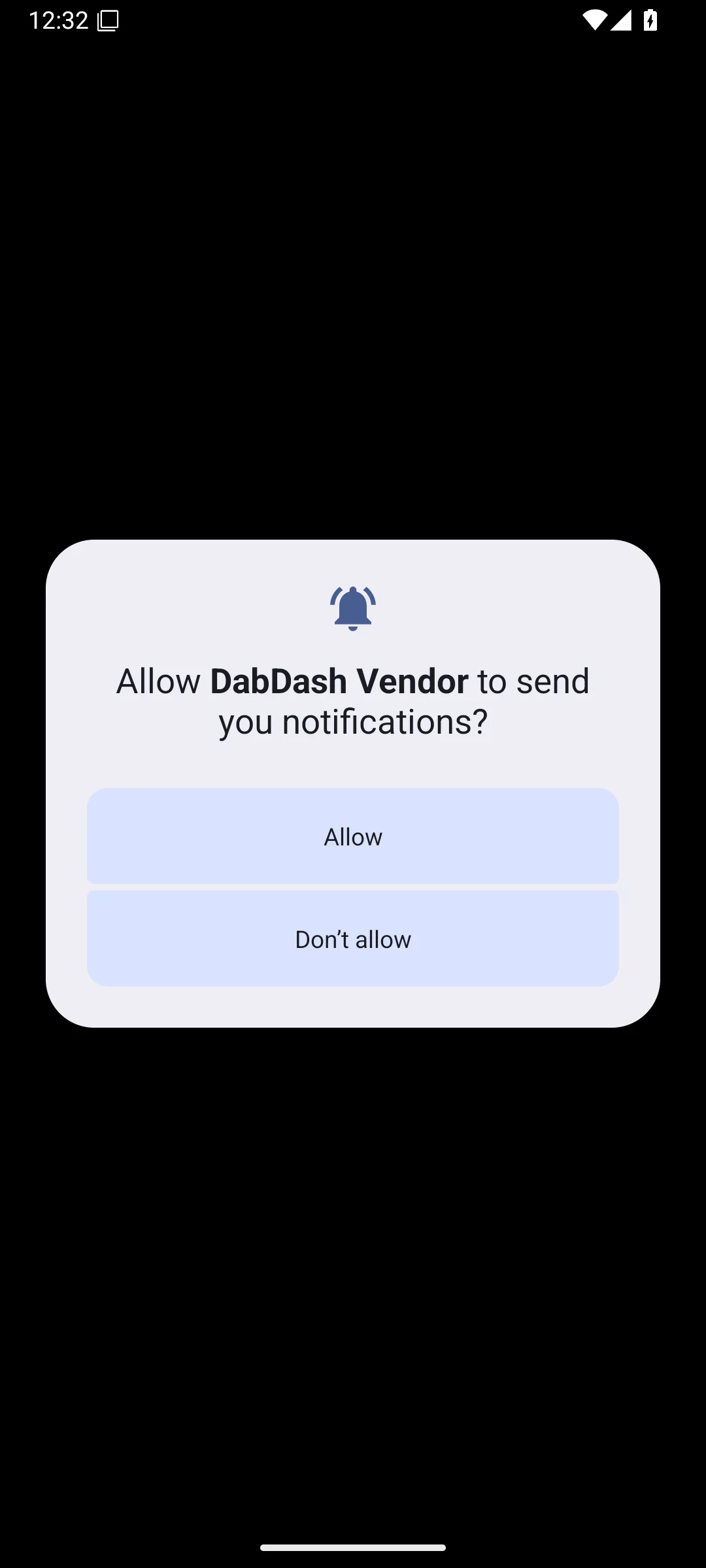 DabDash Android app first launch on Android 16