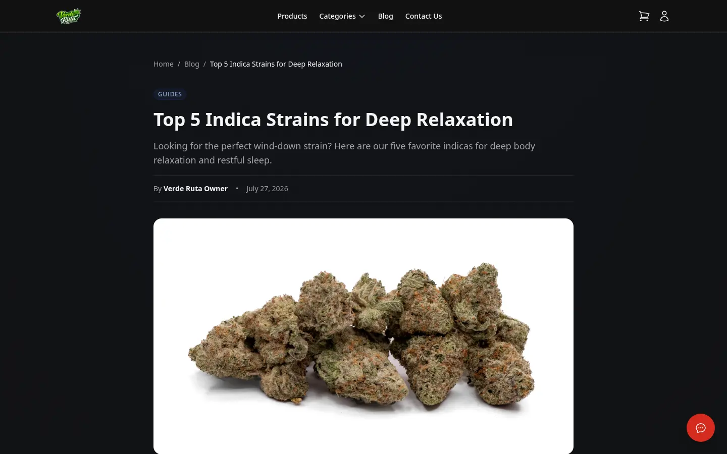 DabDash storefront blog post page showing a full article with branded styling