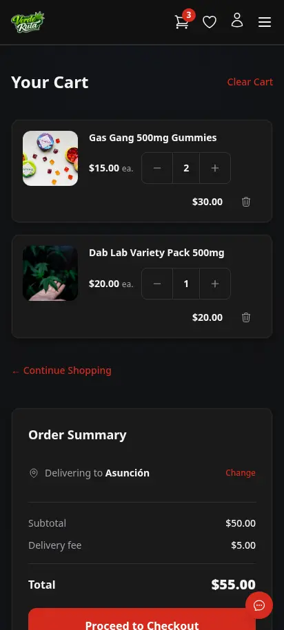 DabDash cart showing products, delivery address entry form, order summary, and coupon code input