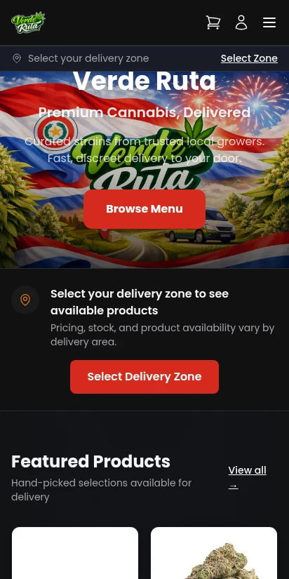 DabDash customer storefront on mobile — dark theme