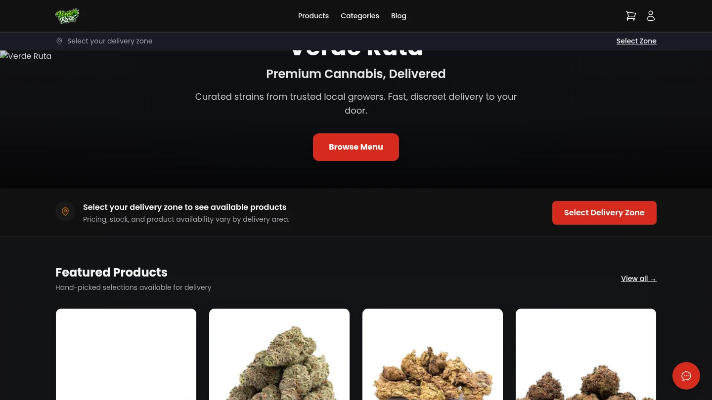 DabDash storefront homepage with custom hero image and product grid