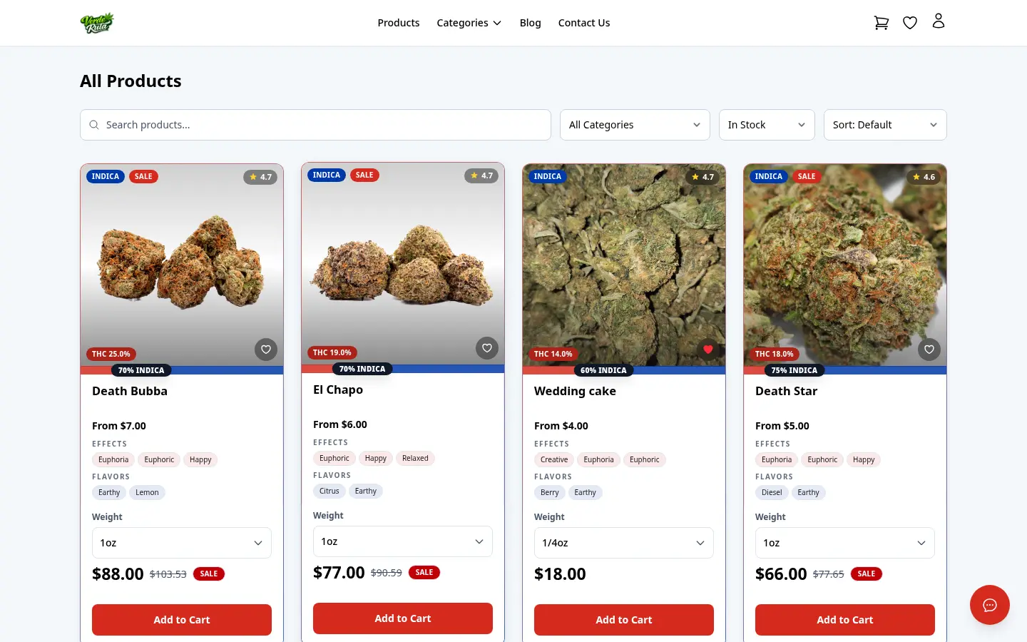 DabDash product catalog showing the full product grid after delivery area is auto-detected