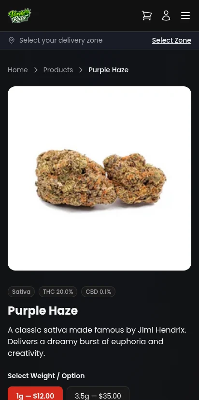 DabDash out-of-stock product page showing restock notification sign-up form — mobile view