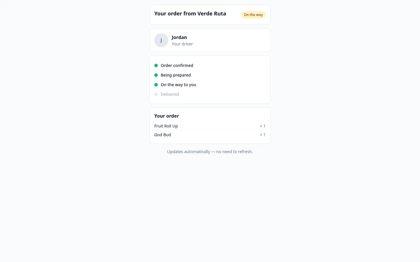 Tracking Your Delivery screenshot