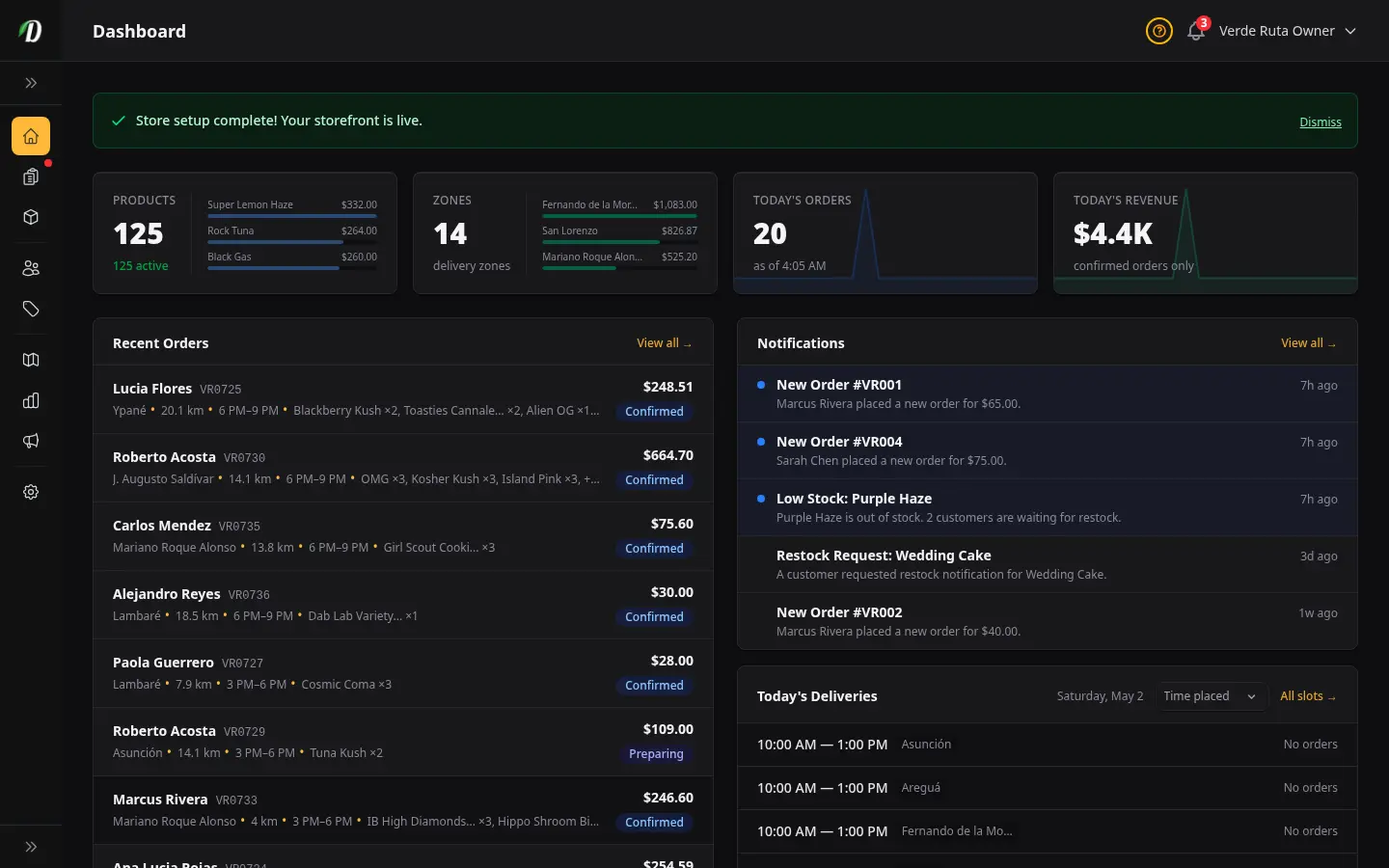 DabDash vendor dashboard