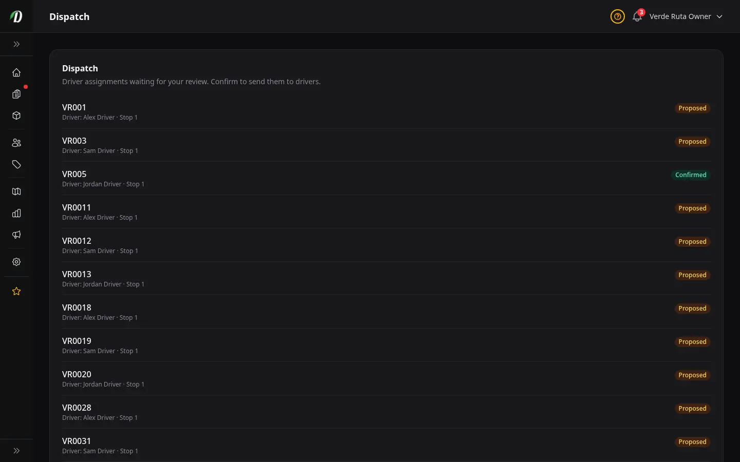 Dispatch & Routes screenshot