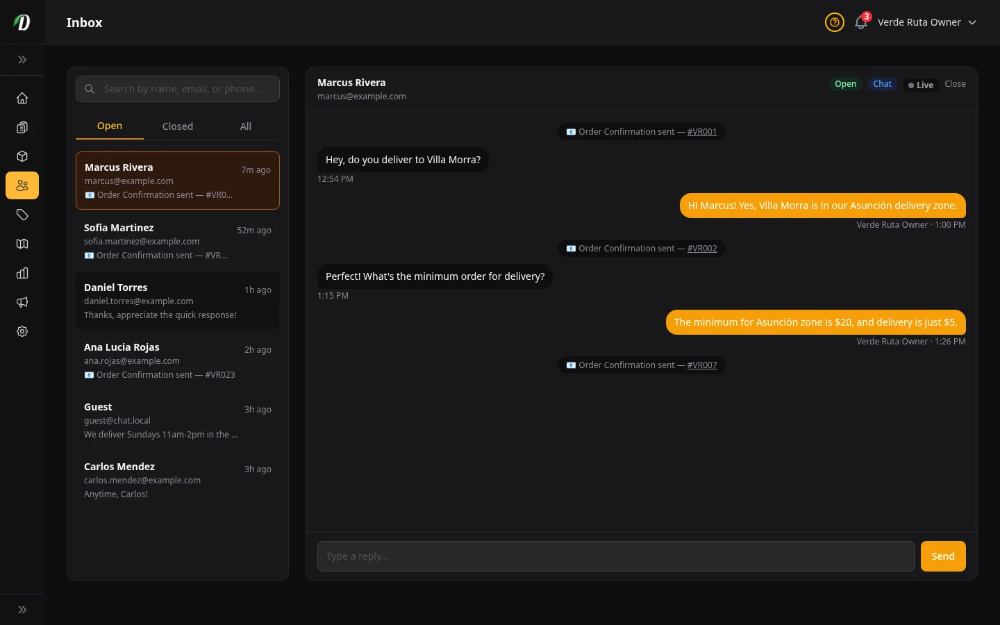 Customer Inbox screenshot