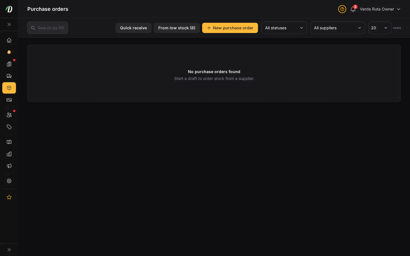 Suppliers & Purchase Orders screenshot