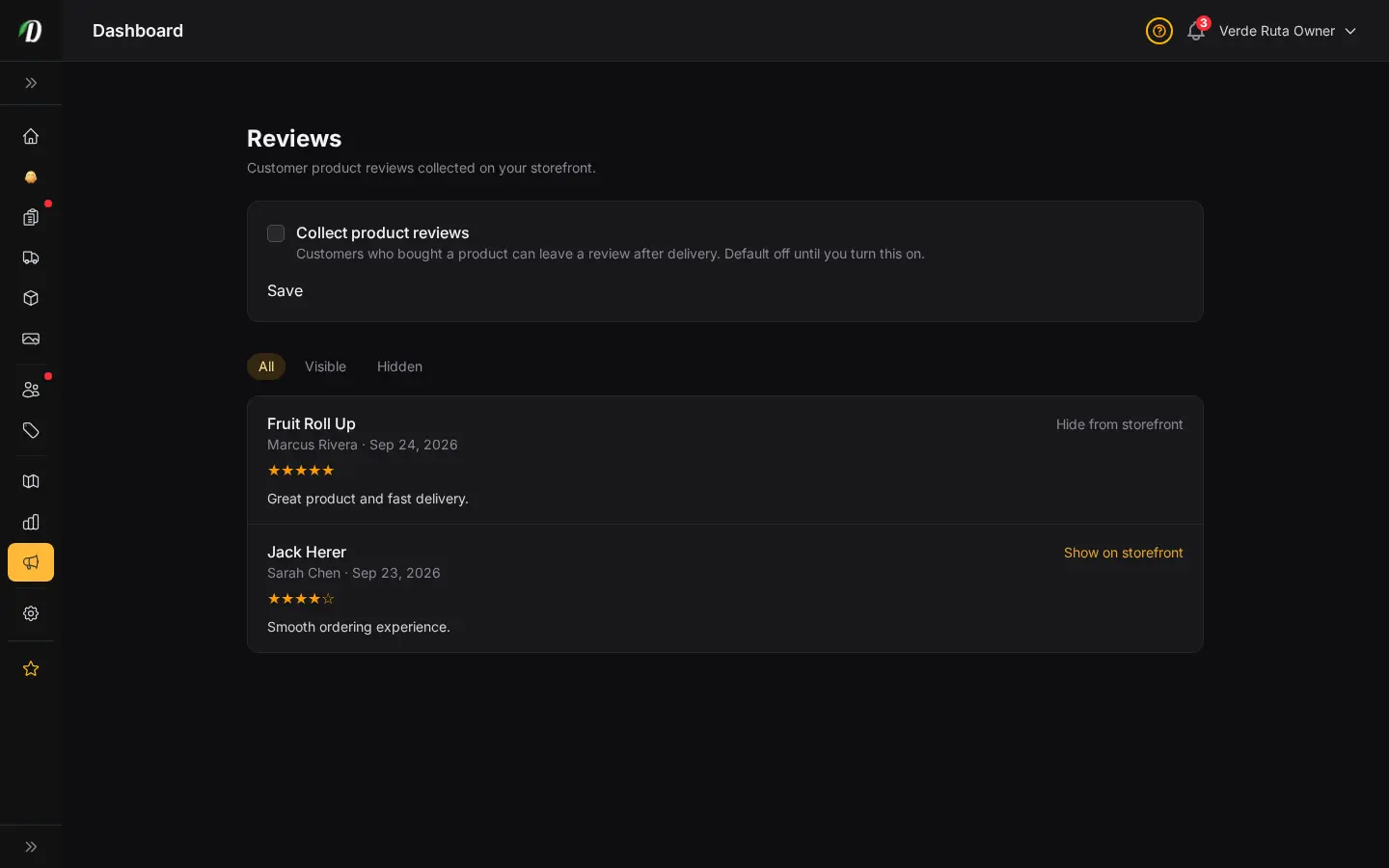 Product Reviews screenshot