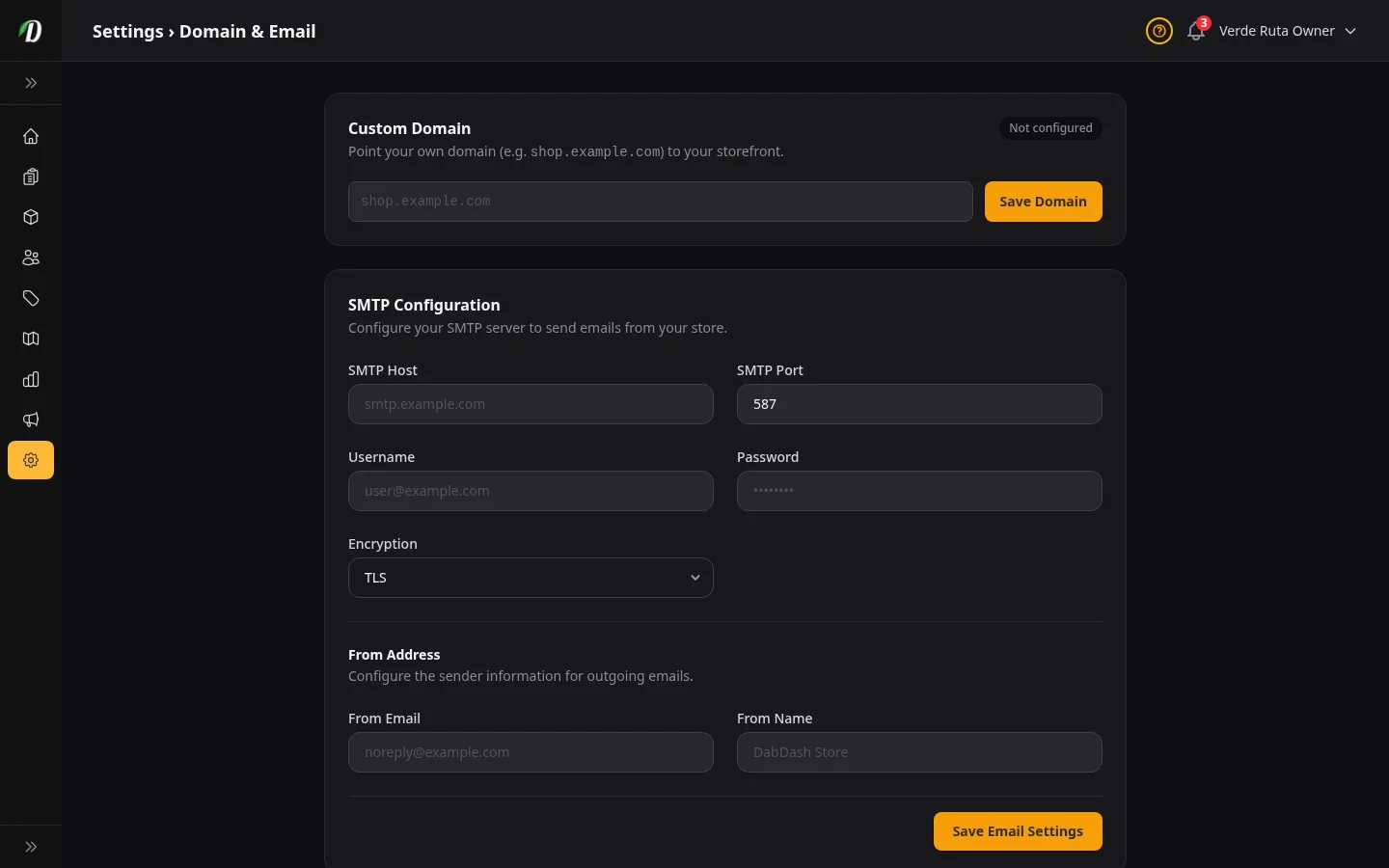 Your Domain & Email screenshot