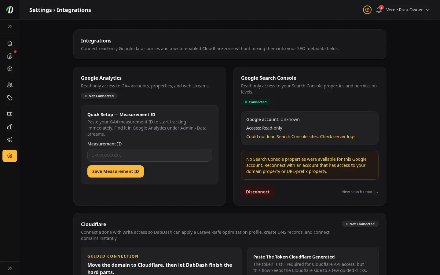 Integrations screenshot