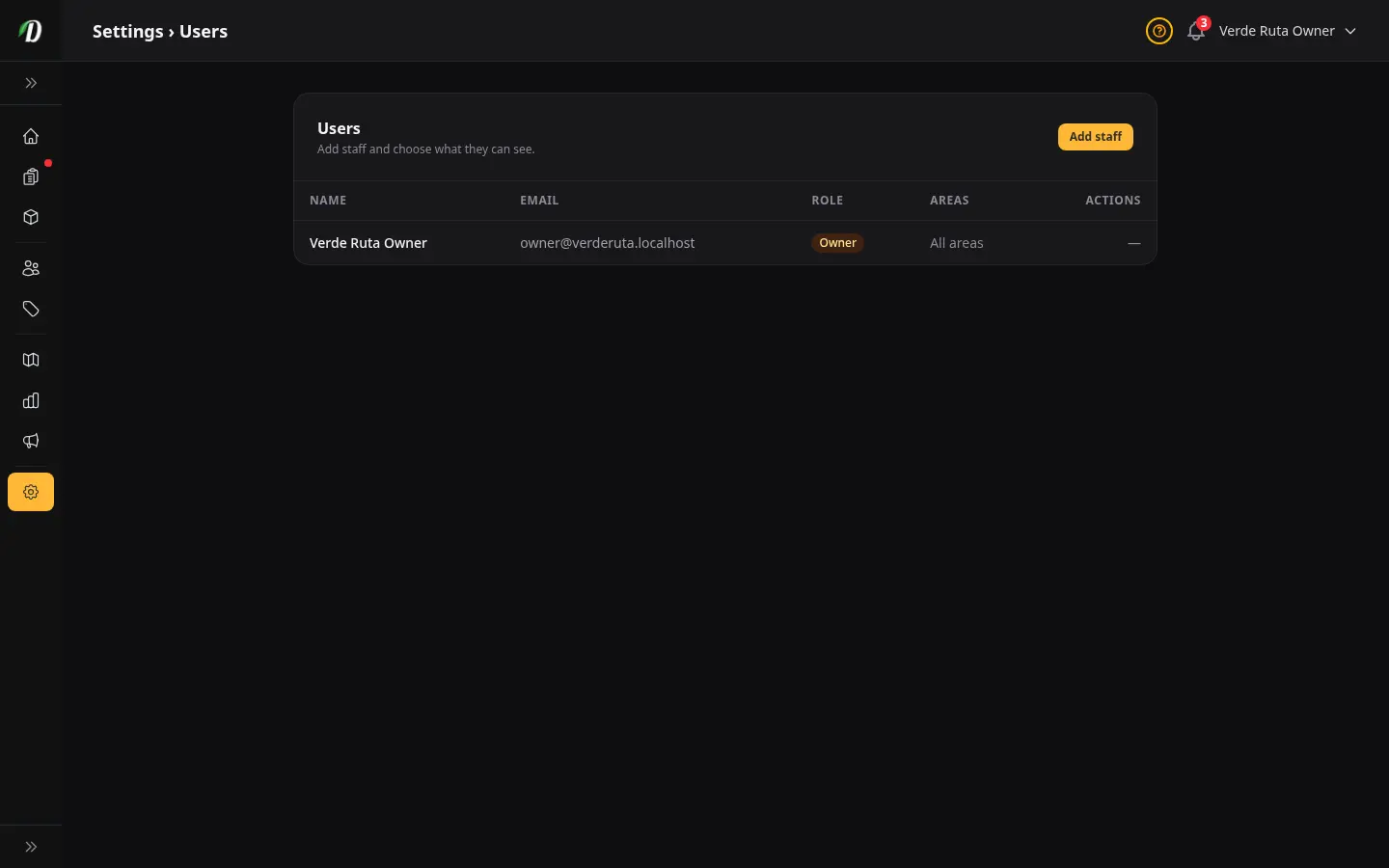 Staff & Permissions screenshot